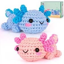 Crochetta Crochet Kit for Beginners, Beginner Medium, Blue and Pink