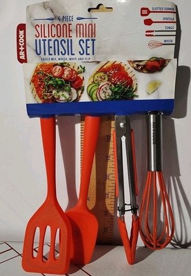 NEW Art & Cook Mini Kitchen Cooking Utensils, Set of 4, Mix, Whisk, Whip & Flip 