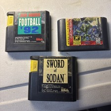 Set Of Three Sega Genesis Games (sword Of Sodan, Vectorman, Madden 92) Worn