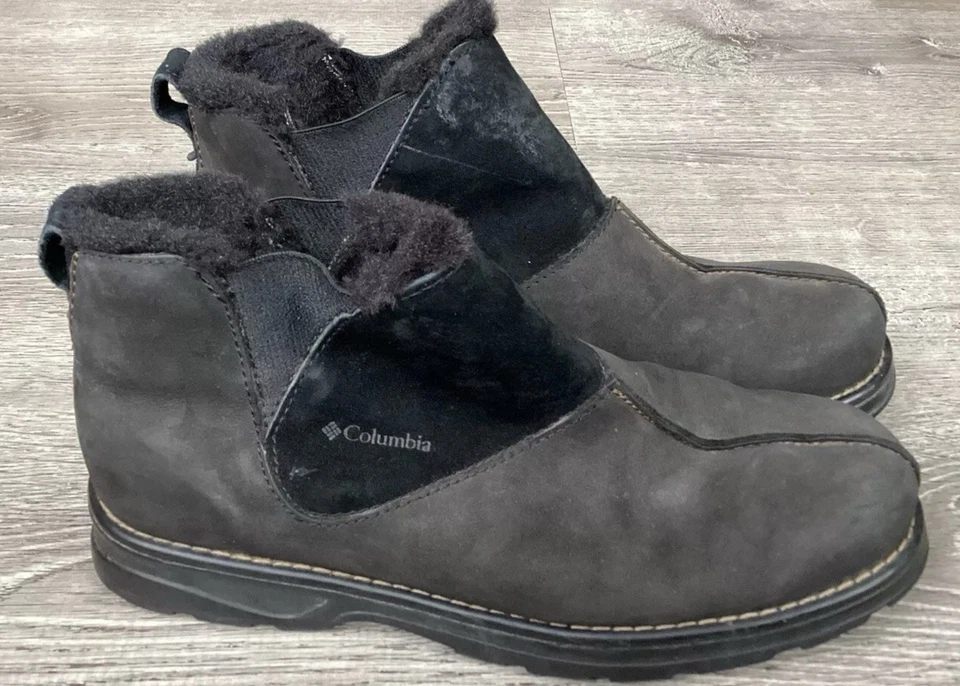 Columbia Ingleside Mujer Talla 9 Negro Cuero Nobuck Botines Omni Grip Foto 2 de 4