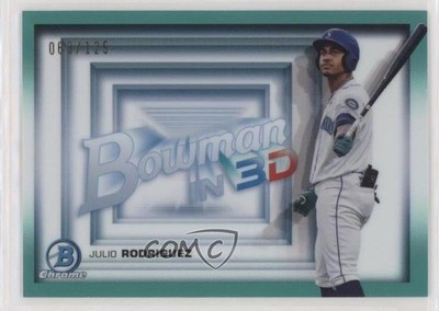 2022 Bowman in 3-D! Aqua Refractor 63/125 Julio Rodriguez #B3D-16 Rookie RC 1y2