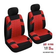 2PCS Car Front Seat Cover with 2 Headrest Covers, Breathable Waterproof Red