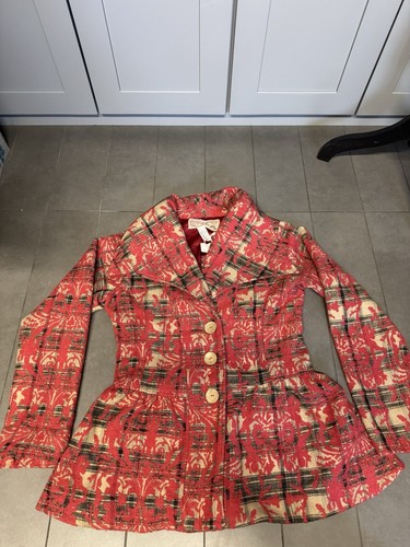 Anthropologie Nick & Mo Womens Coat Red Floral Babydoll Whimsicore Y2K Boho - Picture 8 of 14