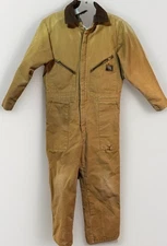 VTG Wall’s Youth Medium Regular Coveralls Tan Canvas Insulated Light Distressed