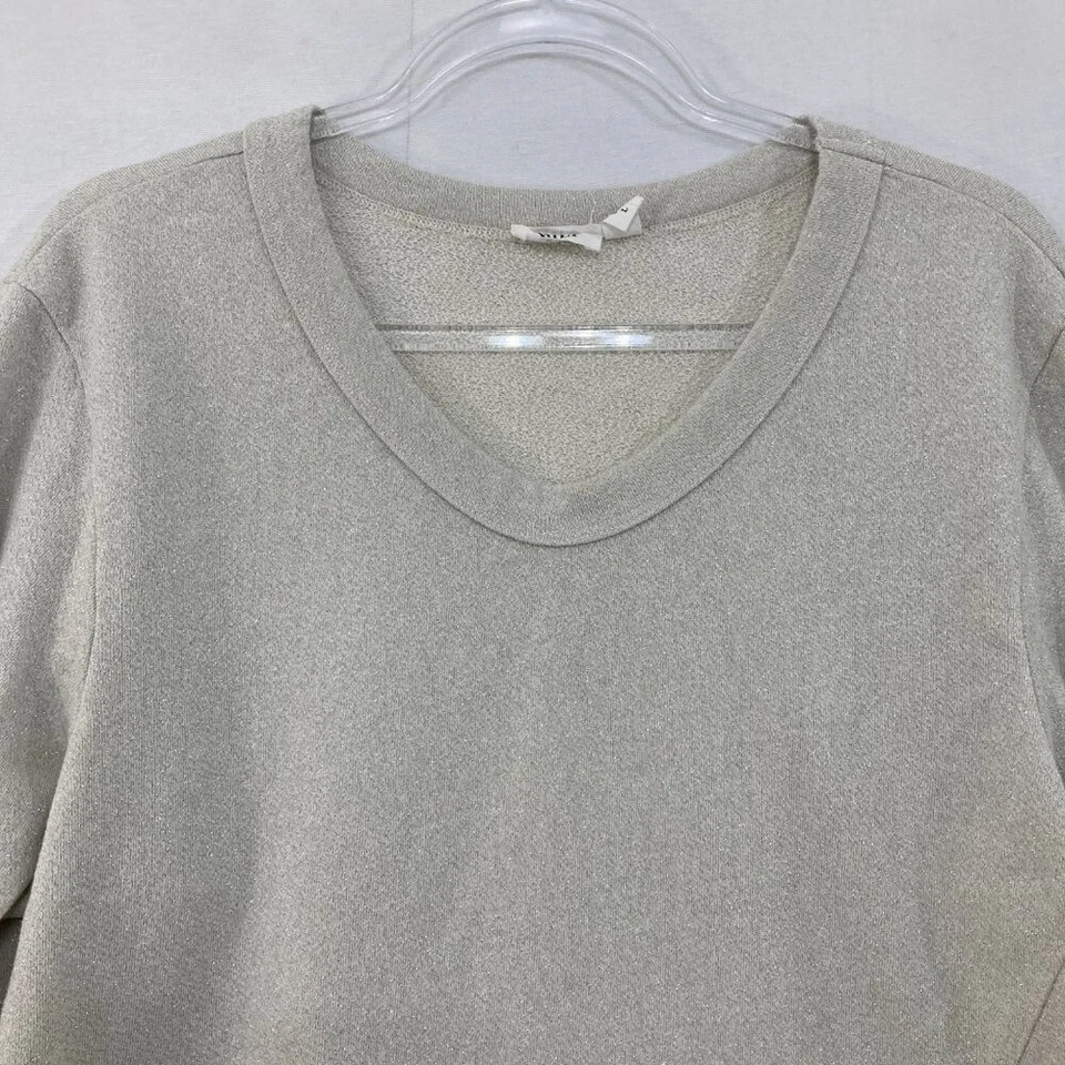 Sudadera Wilt Talla Grande Gris Claro Dobladillo Crudo Relajada Holgada Cuello en V Informal Foto 3 de 4