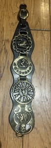 Vintage Horse Brass Medallions Leather Martingale Strap Swan Horse Wheat Skull