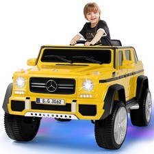 JOYLDIAS Yellow 12V Battery Kids Ride On Car Electric Truck Toy,LED,Music,Remote