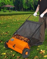 Push Lawn Sweeper 26in, 7 Cu Ft Bag,Adjustable Brush Height,Steel Frame for Yard