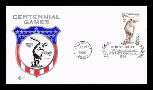CENTENNIAL OLYMPIC GAMES ATLANTA FDC COVER CRAFT CACHET INSERT US COVER