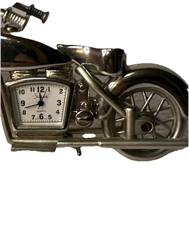 Sheffield Miniature Motorcycle Bike Silver Tone Quartz Novelty/Desk Clock 4” - Picture 5 of 8