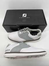 Footjoy Myjoys Traditions Series Golf Shoes White Pebble Initials AMW 9 Wide