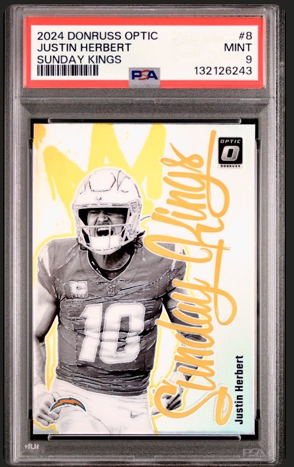 2024 Panini Donruss Optic Justin Herbert Sunday Kings Case Hit - PSA 9 - #8