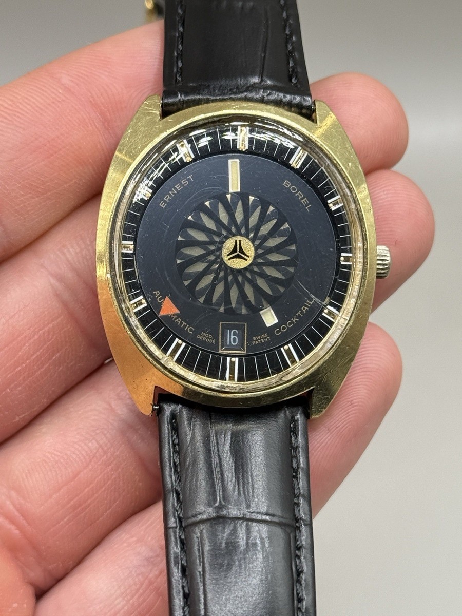 VTG Ernest Borel Cocktail Mens Automatic Wrist Watch Gold Tone