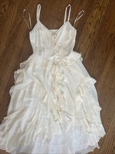 Donna Karan Women's Sleeveless Dress Size M 8 Cream White Lace Overlay Lined New