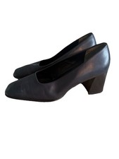Vintage Nine West Navy Leather Block Heel Pumps Size 7