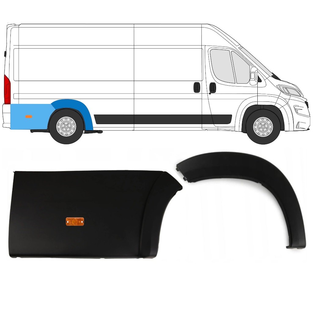 Set of rear wheel arch trims with lamp for Citroen Jumper 2018- / Right