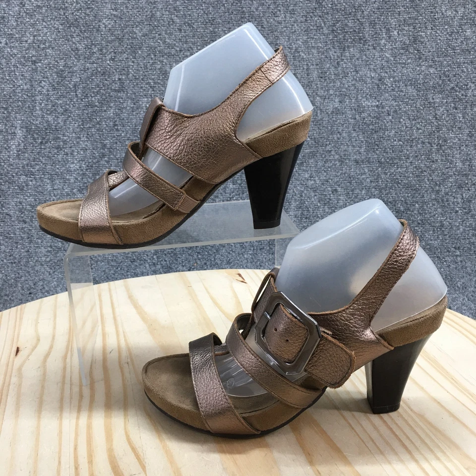 Sandalias de tacón Aerosoles para mujer 5,5 M de cuero bronce Heartland con tiras y hebilla Foto 2 de 4