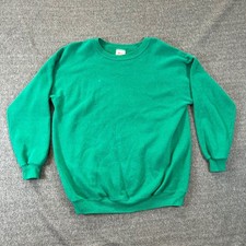 Vintage Hanes Sport Green Crewneck Sweatshirt Long Sleeve Blank Adult Large 80s