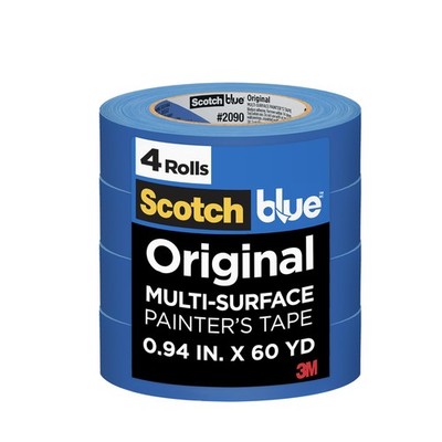 Multi-Surface Painter's Tape 0.94''x60yds, 4 Rolls, Easy Removal, Indoor/Outdo...