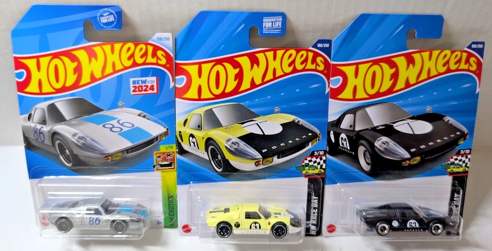 Hot Wheels Porsche 904 Carrera GTS Silver Yellow Black Lot of 3 NEW! Nice Set! - Image 2 of 4