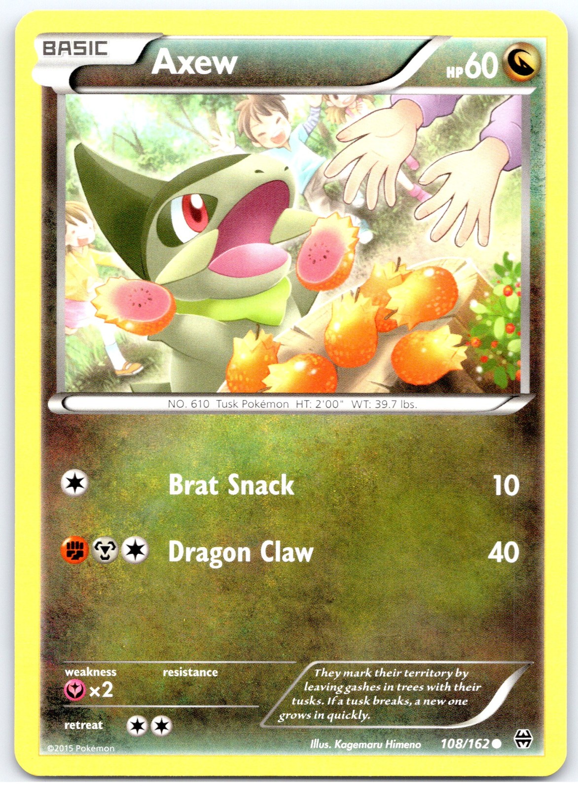 2015 Pokémon Axew #045/059 Common, Japanese, First Edition A1 03 02