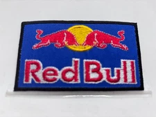 RED BULL NEW EMBROIDERED COMPANY IRON ON NAME PATCH TAG 2 X 3-1/2