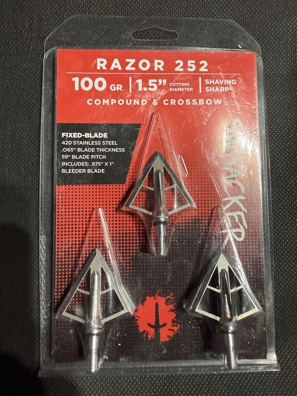 SWHACKER RAZOR #252 Broadhead 100 GR/Grain Archery Crossbow/Compound 1.5"~NEW