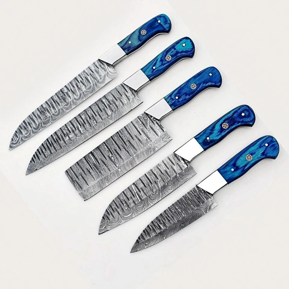 Handmade Damascus Steel Kitchen Knife Set 5 pcs Sharp Chef Knives Blue Handle
Opens in a new window