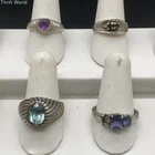 Vintage Sterling Silver 925 Gemstone Ring Lot 4 Rings 14.4g Sz 7-8
