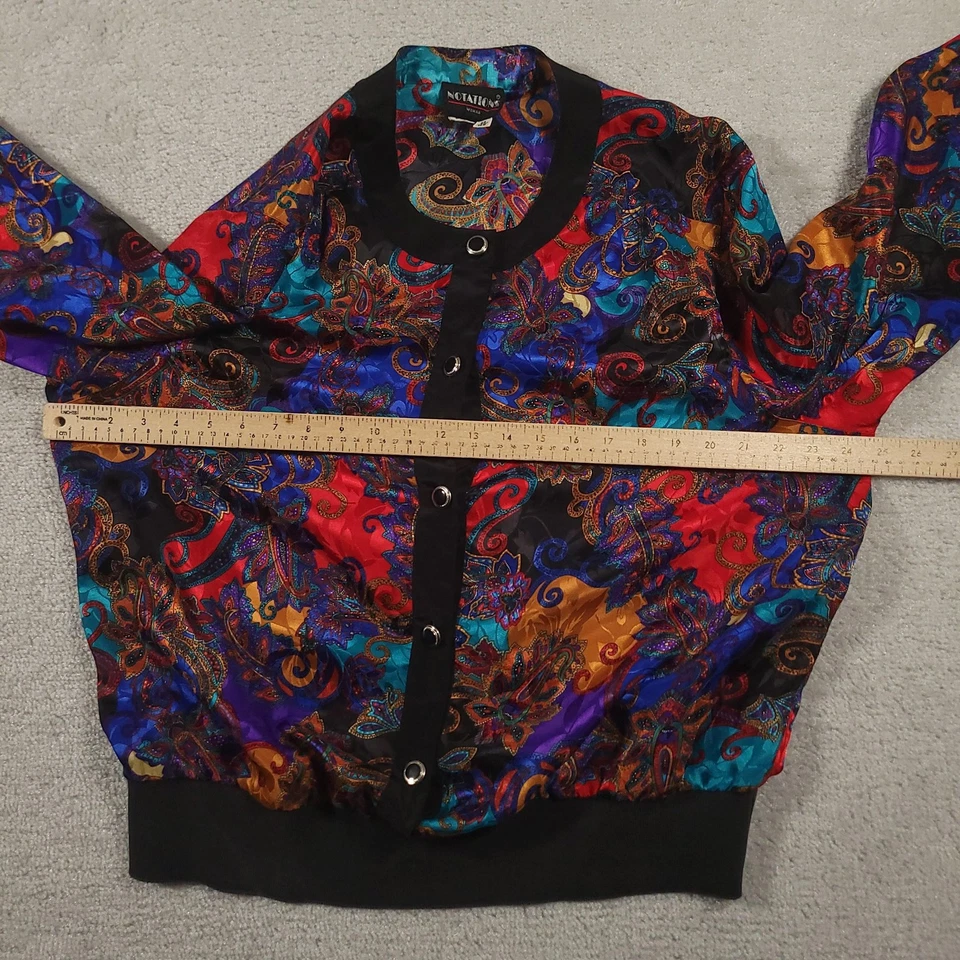 Chaqueta Vintage Notations Mujer 16W Cachemira Satén Blusa Declaración Años 90 Foto 4 de 4