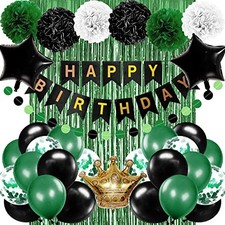 Birthday Decorations for Men Green and Black Party Decorations for Boy Happy ...