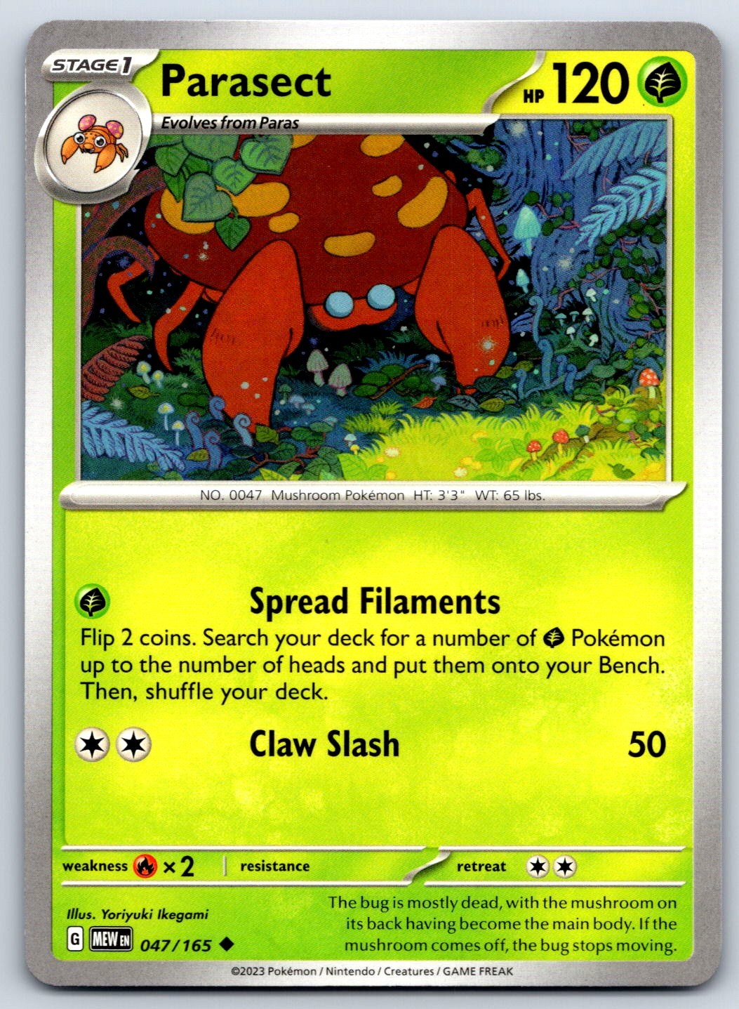 Parasect - Scarlet Violet 151 047/165 Pokemon Card NM