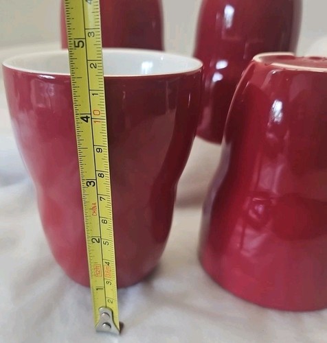 STARBUCKS by Aida 2008 Red Double Walled No Handle Mugs 8oz Set of 4 - Picture 6 of 7