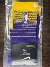 Nike Elite V1 Men  s Crew Size Large NBA Basketball Socks Lakers Colorway