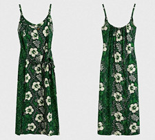 Clear Blue Sky Green Floral Slip Dress Scoop Neck Strappy Midi Women S CBS9005