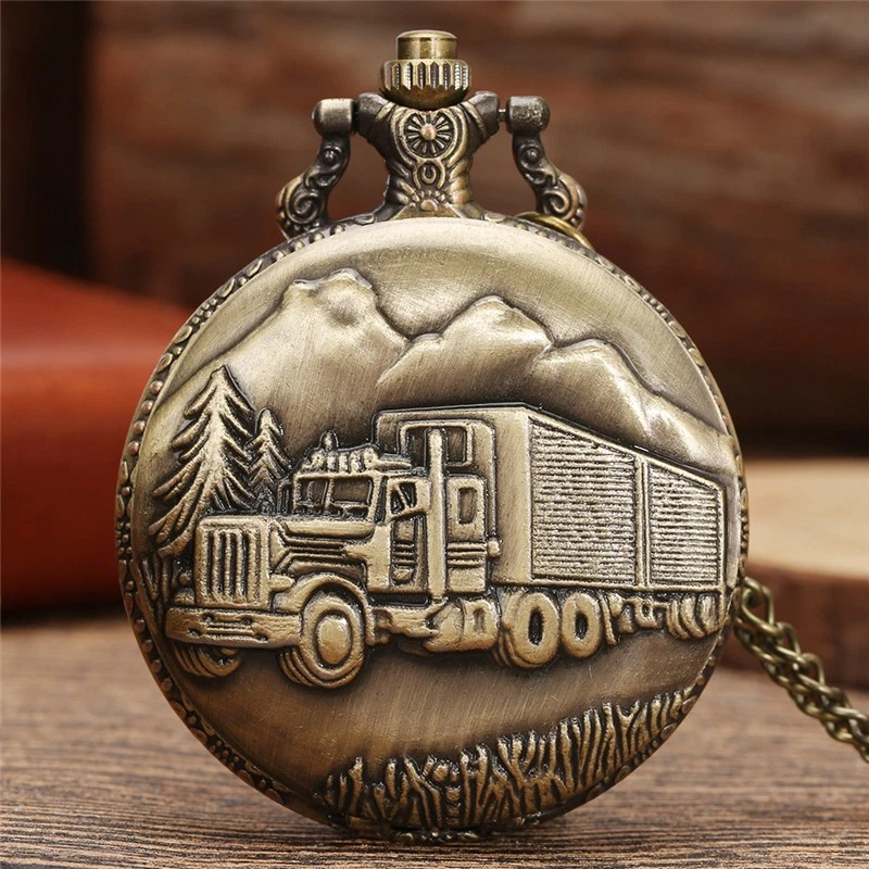 Steampunk Vintage Style Pocket Watch Train/Truck/Motorcycle/Car Series Watches - Image 2 of 4