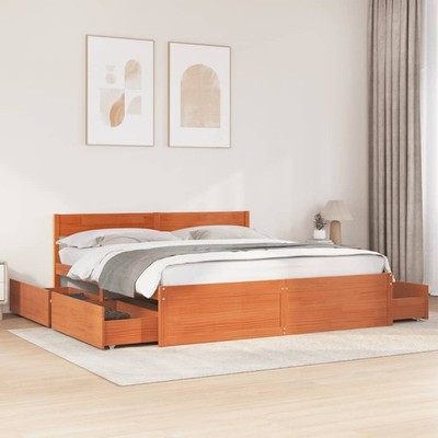 Massivholzbett mit Schubladen Holzbett Bettgestell Bett Bettrahmen Kiefer vidaXL