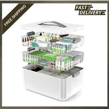 Medicine Organizer Box 3 Tier Plastic Handle Medicine Storage First Aid Kit