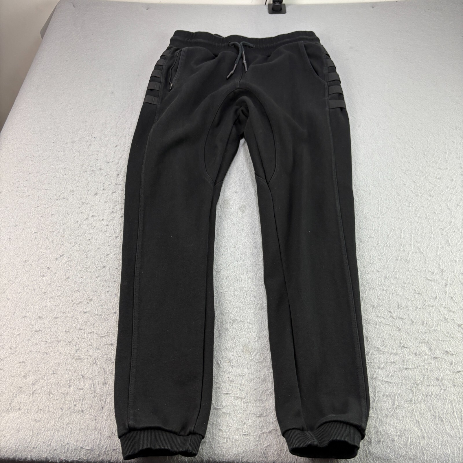 ASRV Mens Large Black Fleece Tapered Sweatpants for Gym & Casual Wear-image