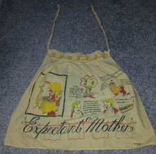 Vintage 1955 M. Setton Yellow Expectant mother Comical Apron Baby Shower Gift  