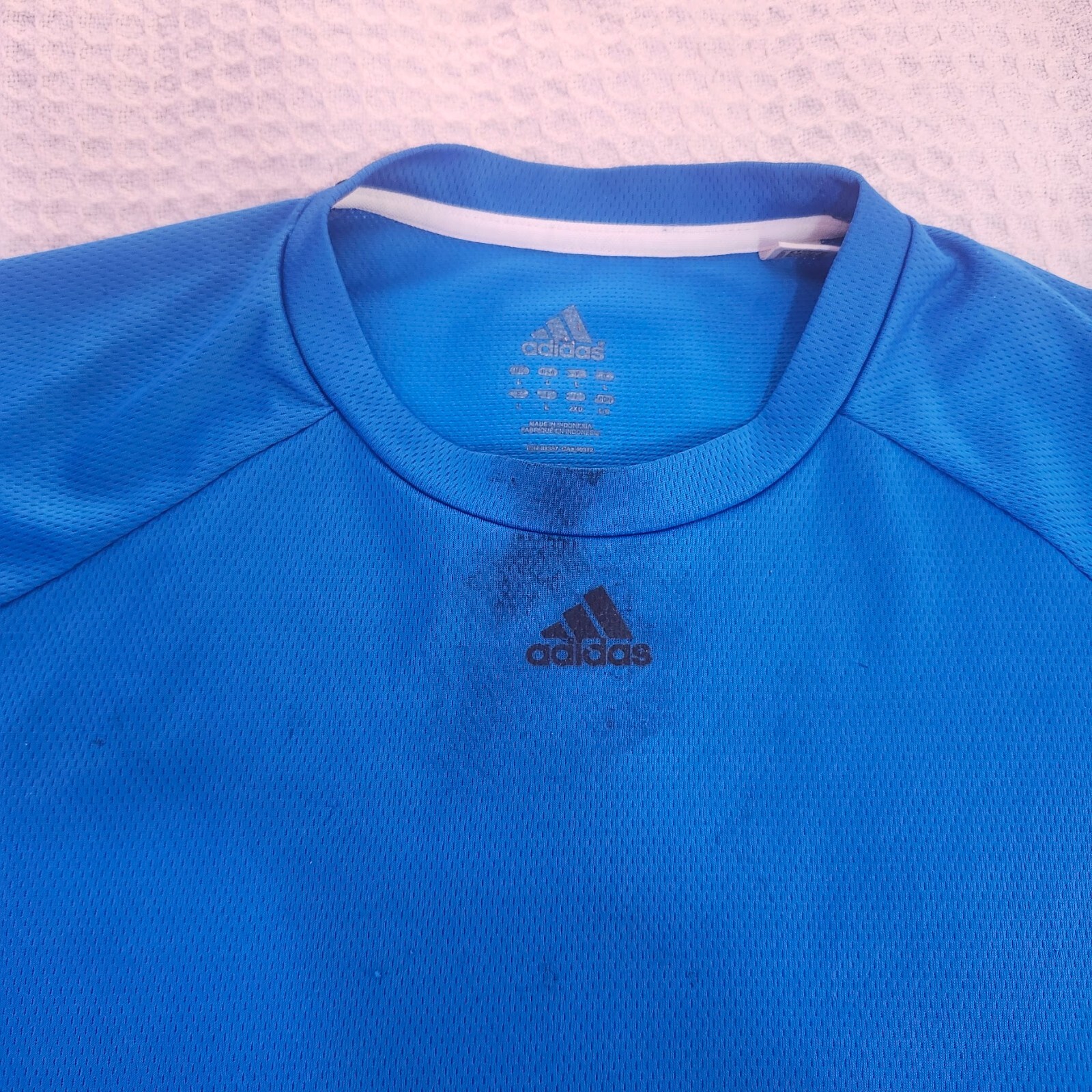 Adidas Mens Blue Soccer Shirt W/white trim Size L image 5
