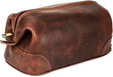 Leather Toiletry Bag for Men, Premium Dopp Kit, Travel Organizer, Large Size