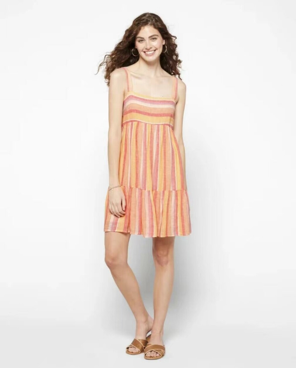 button up dress linen Linen Short Sleeve Striped Button-Down Dress Large main image 0