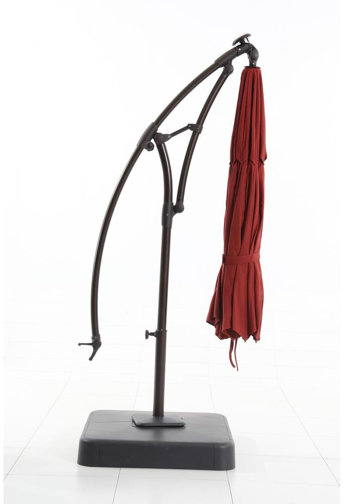 Hampton Bay 11 Ft Led Round Offset Patio Umbrella In Red Yjaf052 For Sale Online Ebay