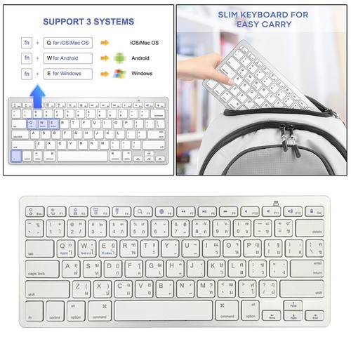 Portable Slim Thai Language 78 Keys Wireless Bluetooth Keyboard for Computer - Picture 1 of 7
