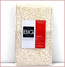 Big One PILLOWCASE Set - Cotton Blend 275 tc Golden Yellow Floral QUEEN NEW