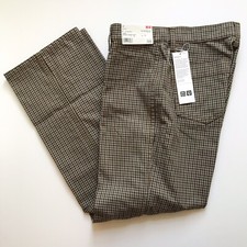 Uniqlo U Checked Women Straight Pants Brown Size 6 New With Tags