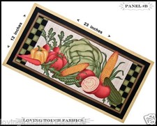LARGE VEGETABLE LETTUCE TOMATO PEPPER CARROT CORN FABRIC PANEL 12" X 23" B