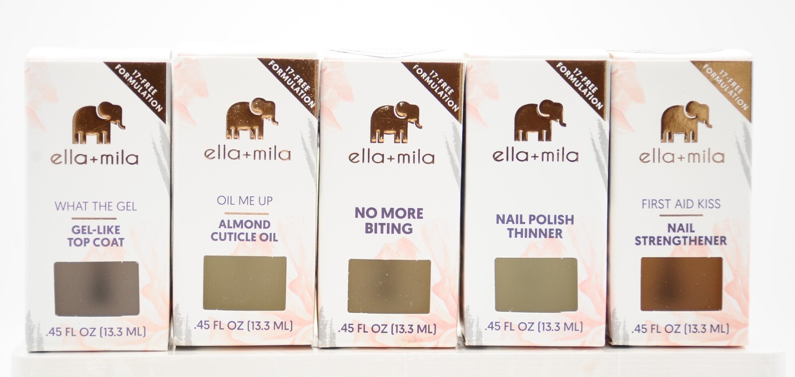 Ella + Mila Strengthener, PolishThinner, TopCoat, CuticleOil, No Biting