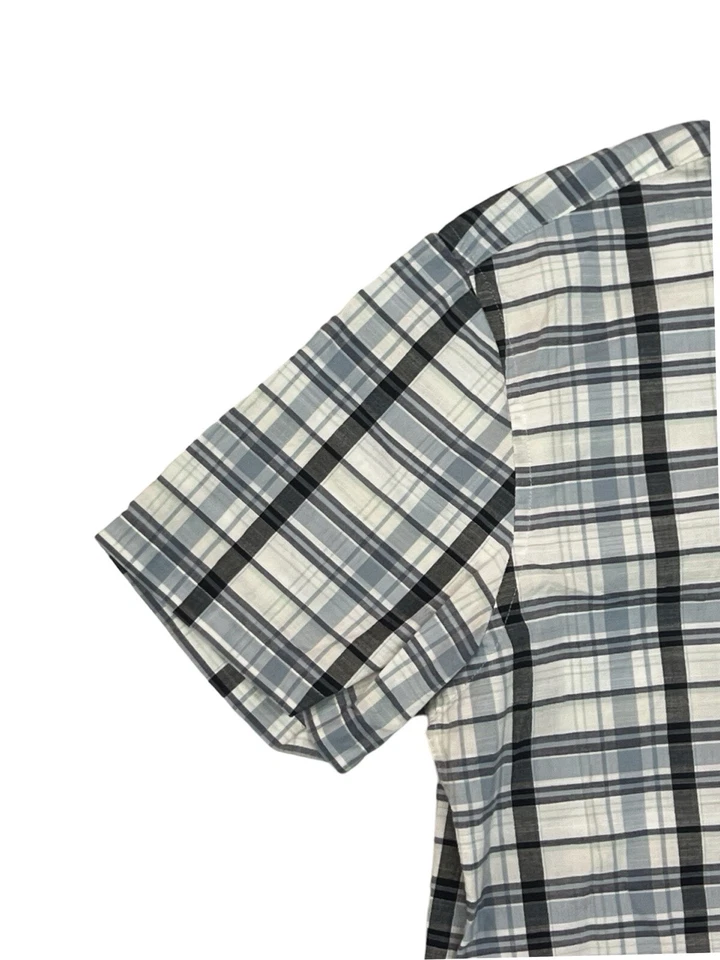 Michael Bastian Button Down Shirt Mens Medium Short Sleeve Blue White Striped - Image 4 of 4